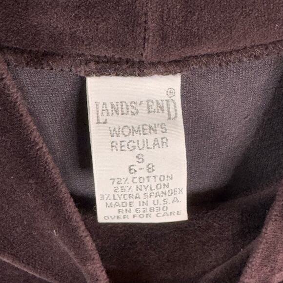 VINTAGE Lands’ End Velour Long Sleeve Dress Size S Brown Velvet Party USA Goth - Picture 3 of 7